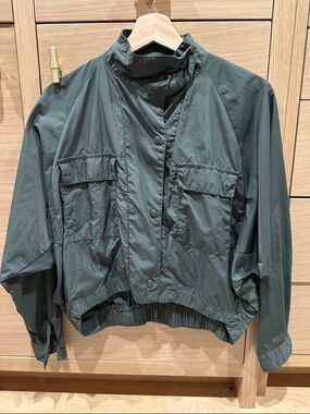 Prologue Olive Green Cropped Bomber with Pocket Flaps